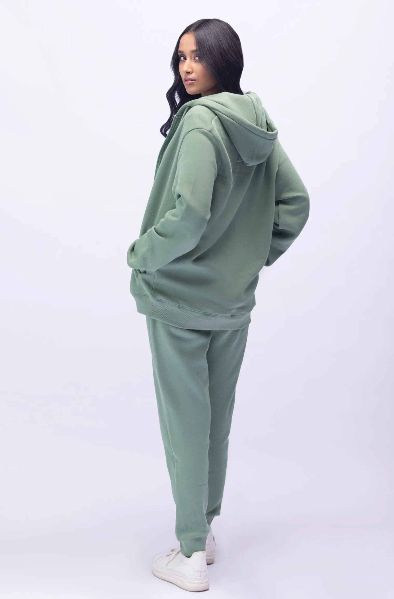Sage Green Zipper Hoodie