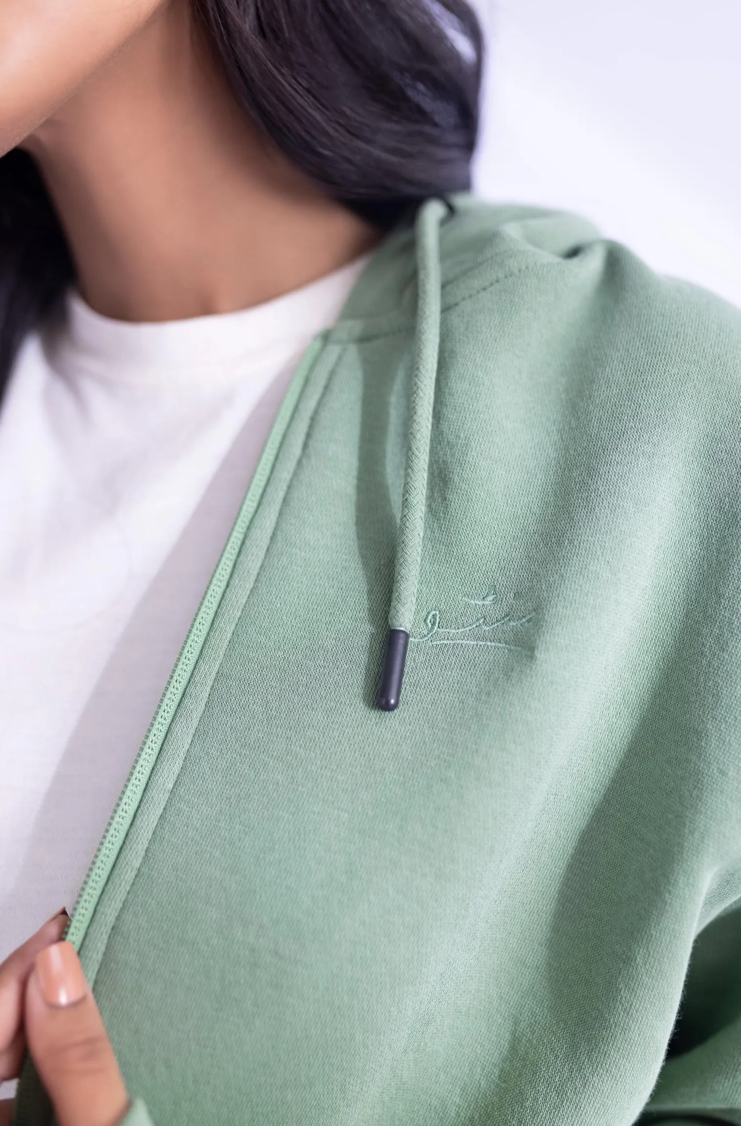 Sage Green Zipper Hoodie