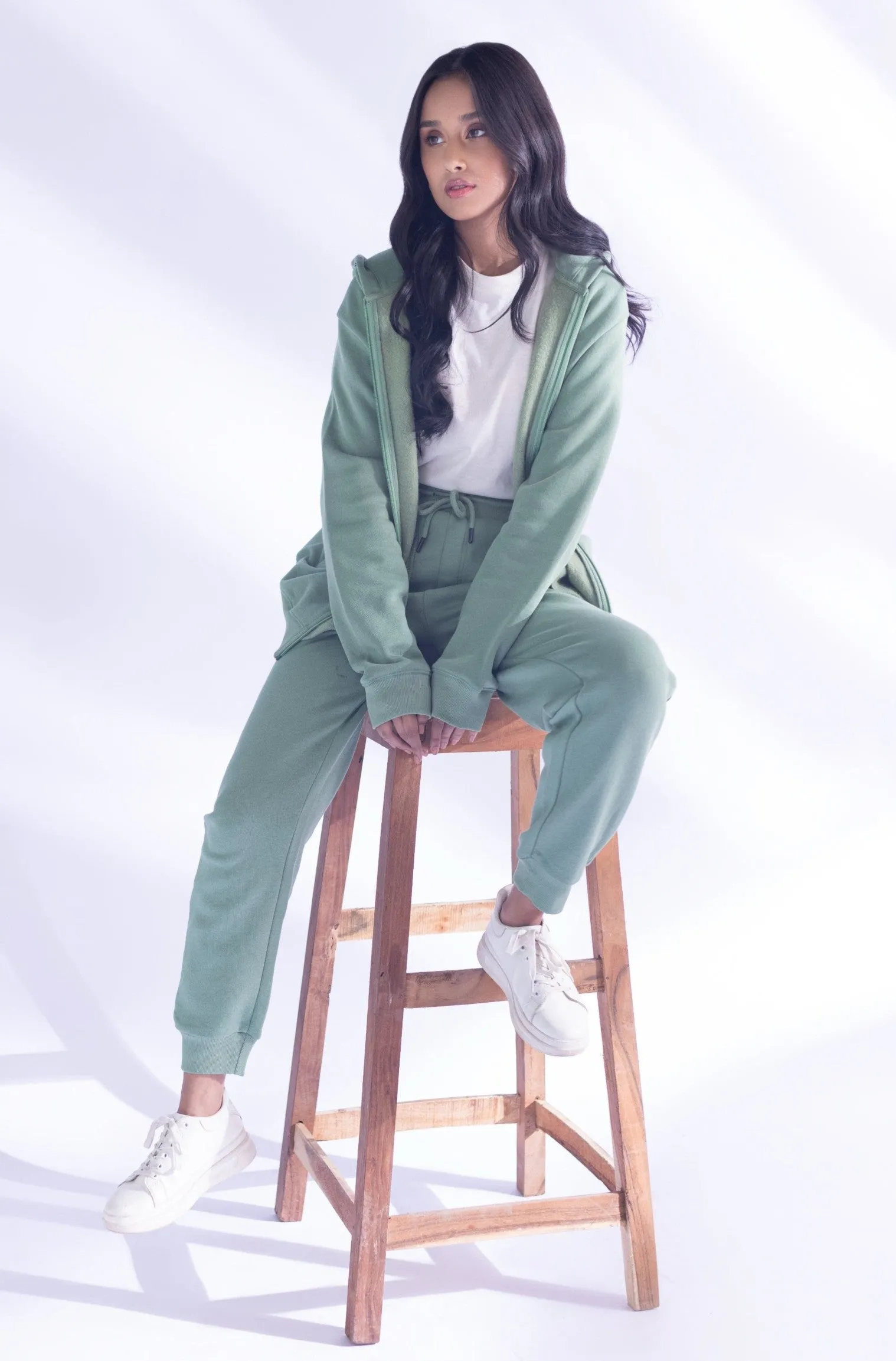 Sage Green Zipper Hoodie