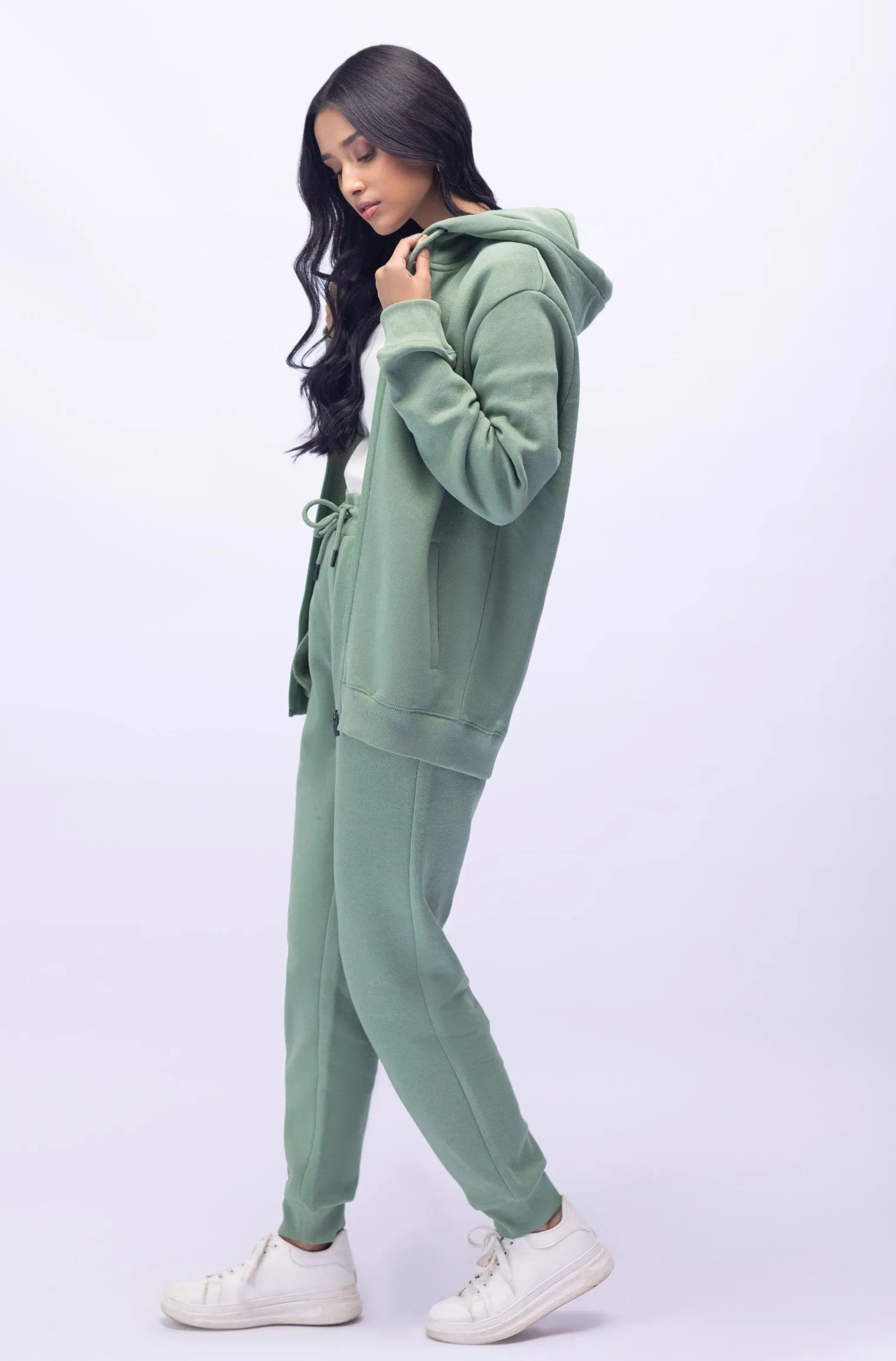 Sage Green Zipper Hoodie