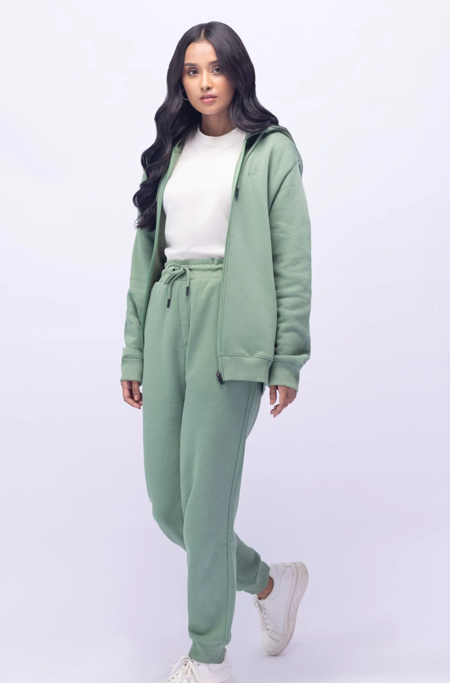 Sage Green Zipper Hoodie