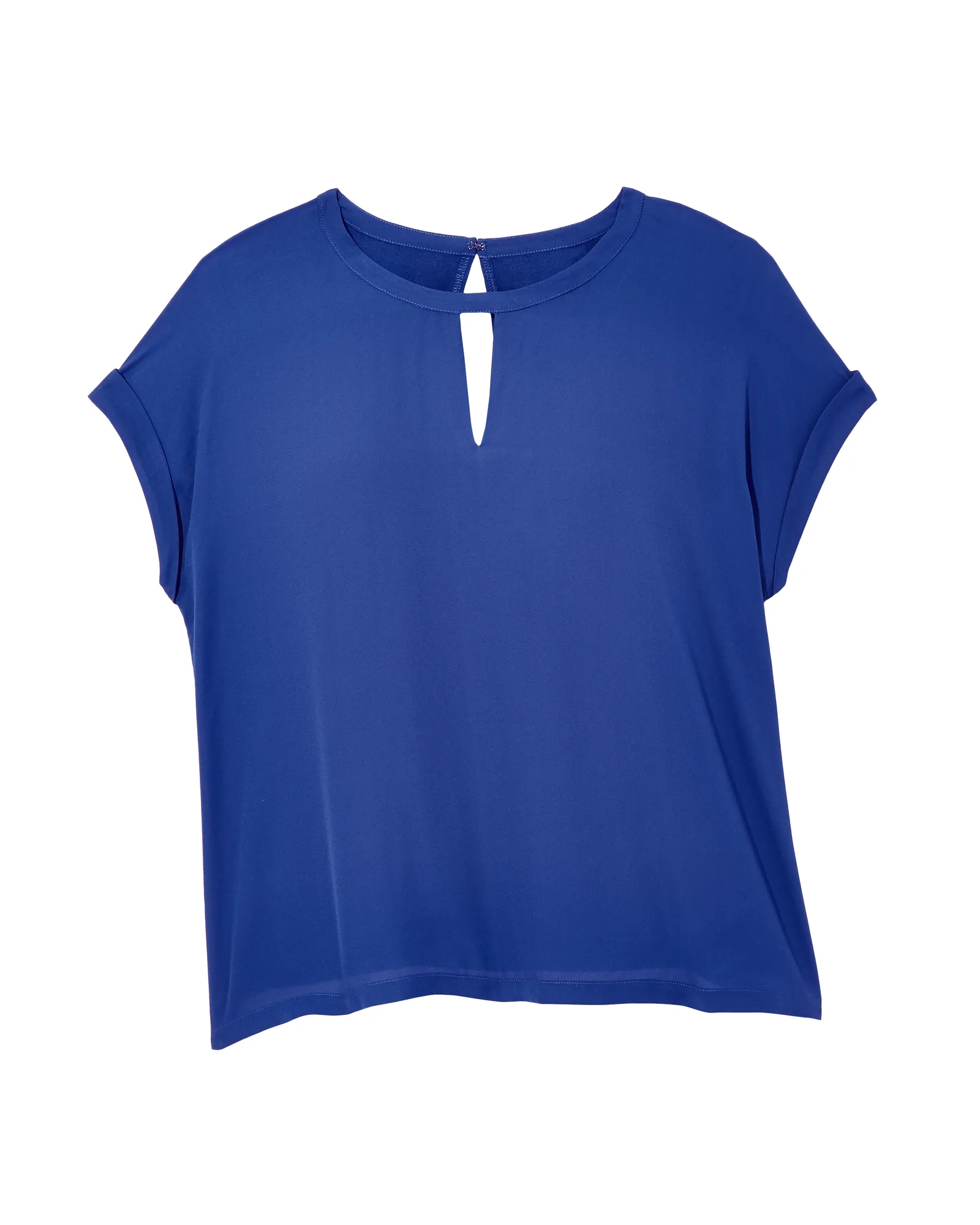 Sandra Mixed Media Keyhole Top | Royal Blue