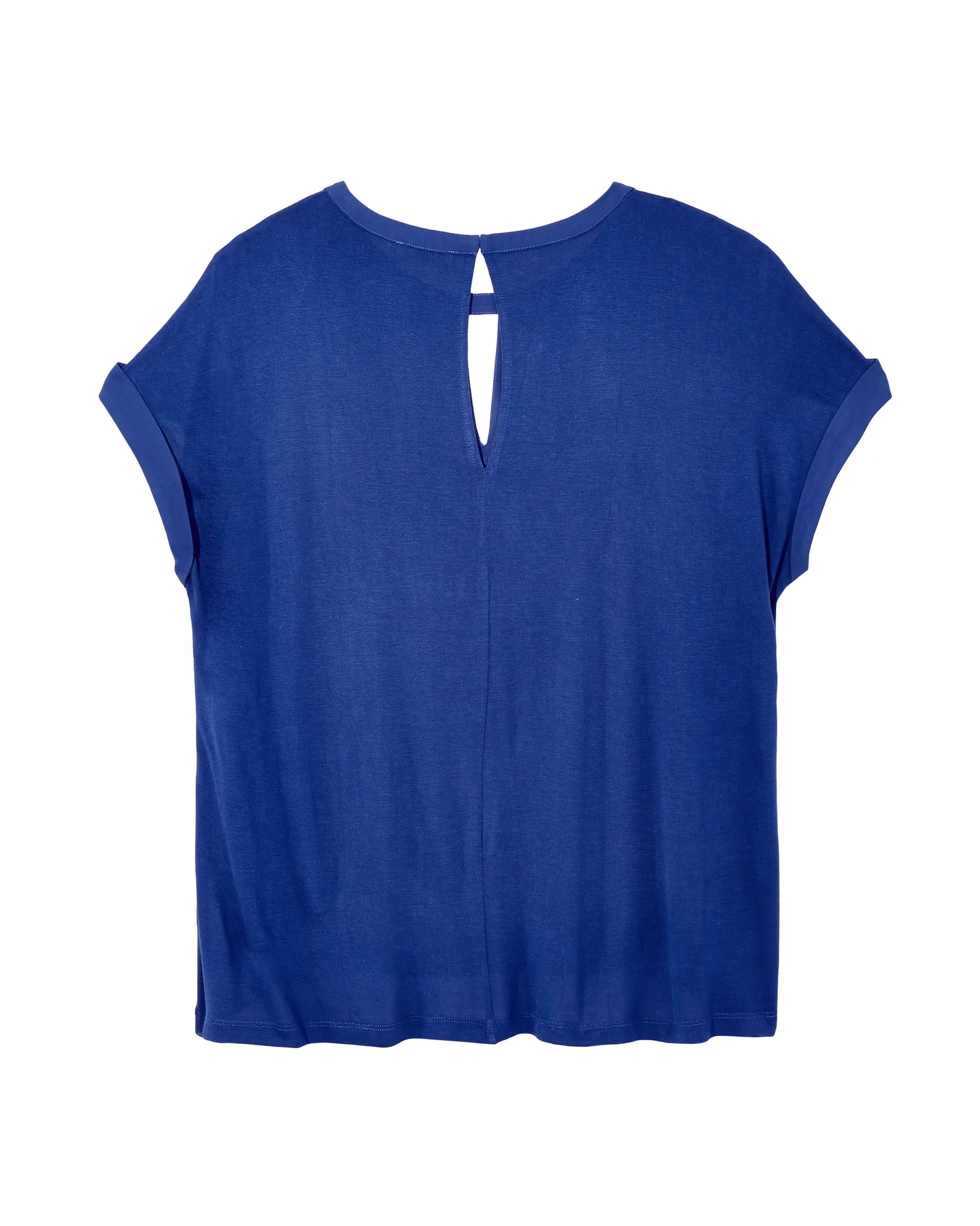 Sandra Mixed Media Keyhole Top | Royal Blue