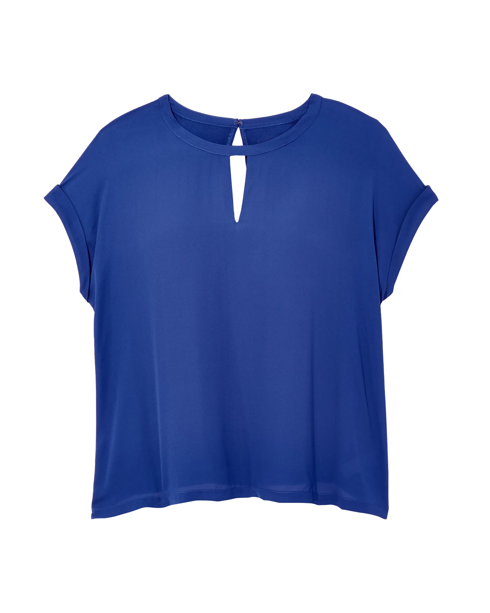 Sandra Mixed Media Keyhole Top | Royal Blue