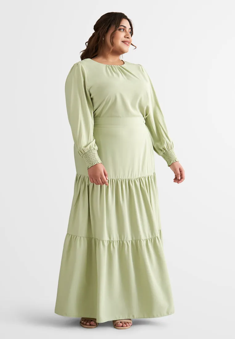Sandria Long Tiered Skirt - Green