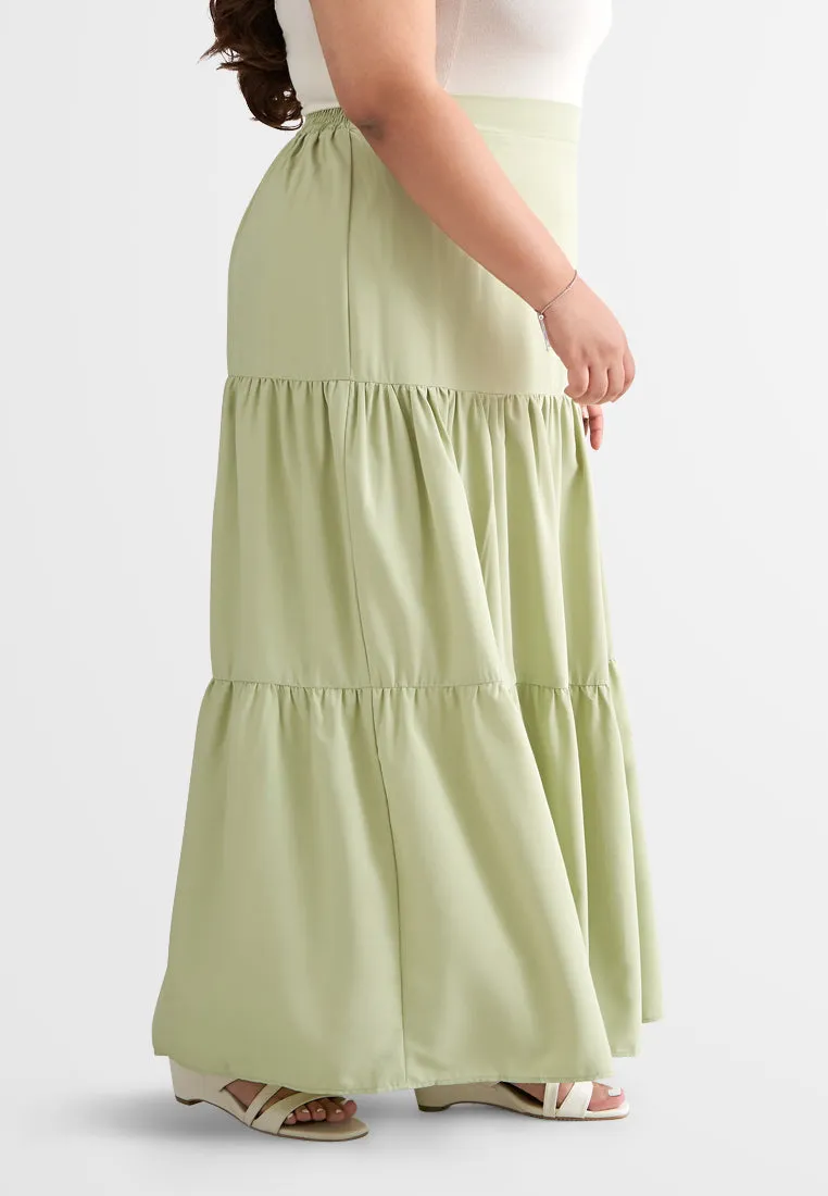 Sandria Long Tiered Skirt - Green