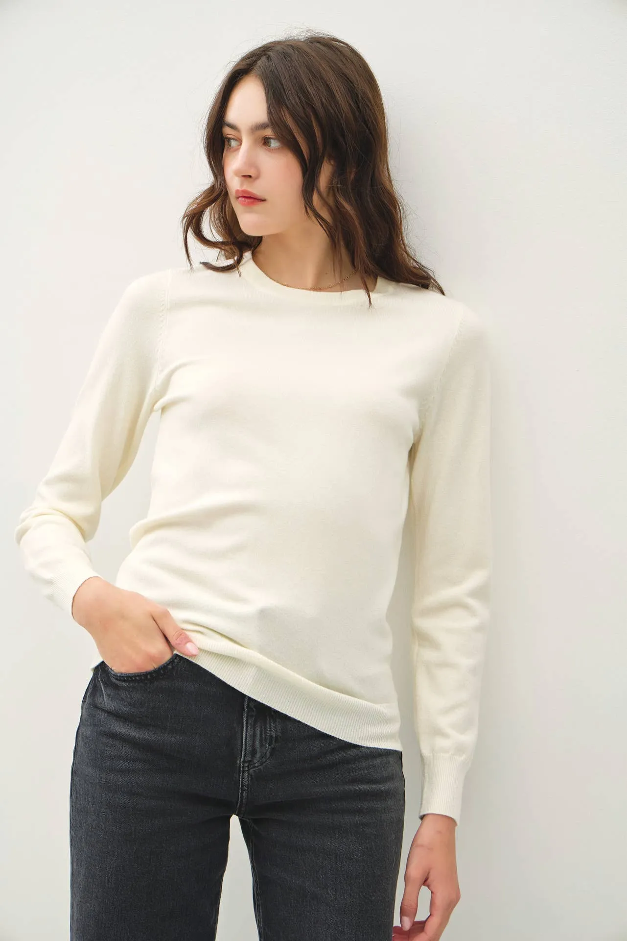 Soft Basic Crew Neck Sweater | Ivory - COMING SOON