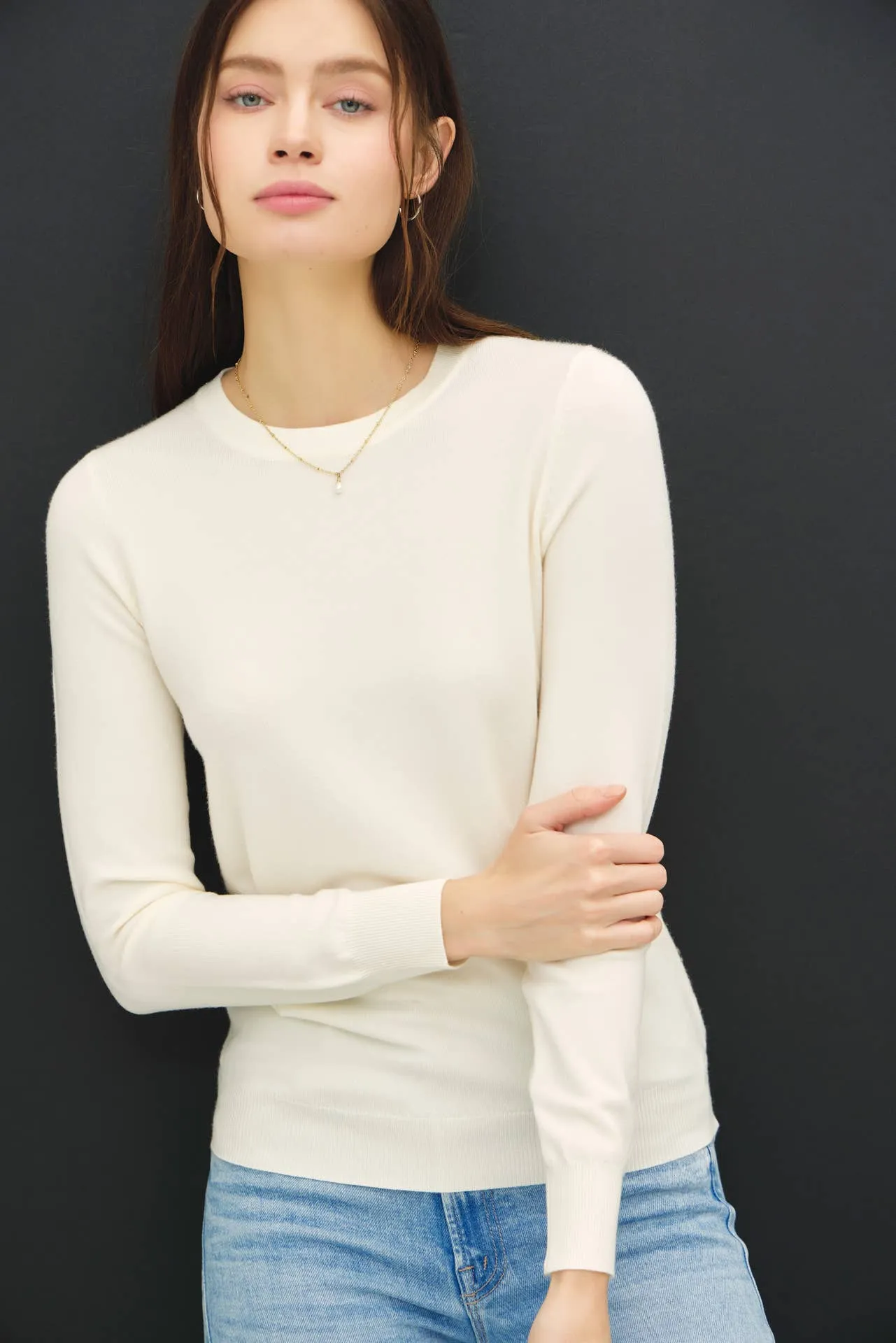 Soft Basic Crew Neck Sweater | Ivory - COMING SOON