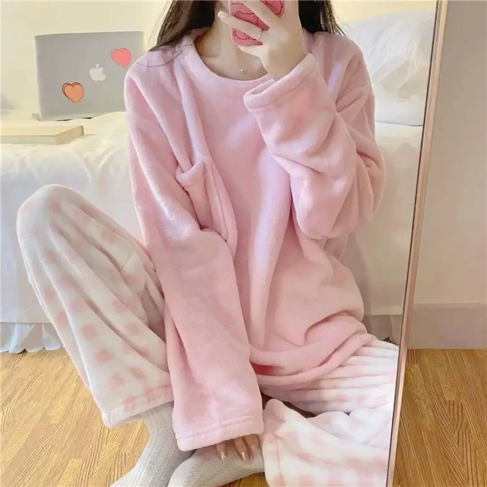 Soft Comfy Fleece Top and Plaid Bottom Pyjamas
