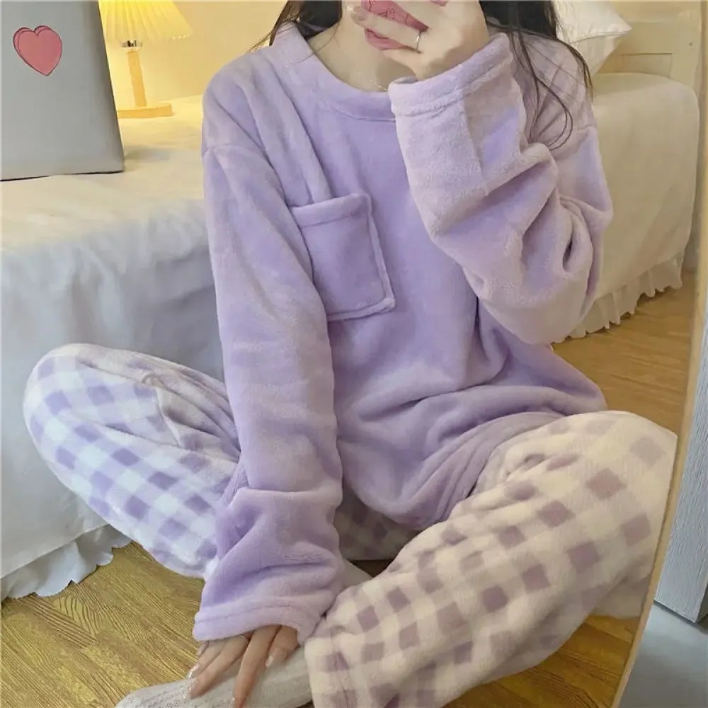 Soft Comfy Fleece Top and Plaid Bottom Pyjamas
