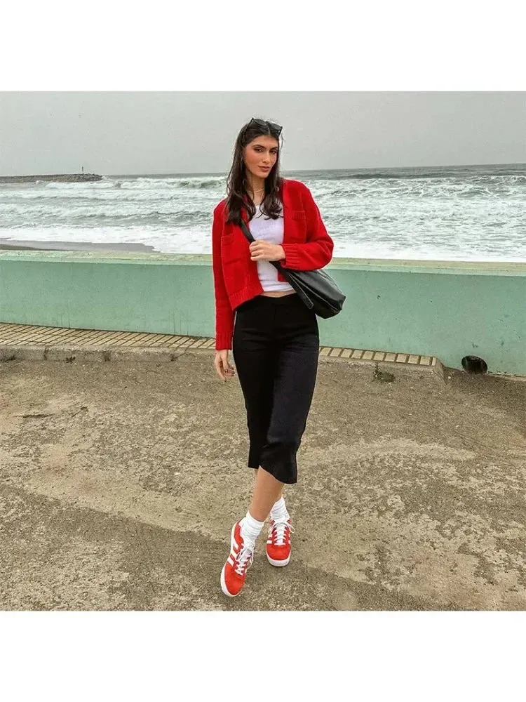 TAVIMART  -  Female O-neck Single Breasted Casual Solid Color Long Sleeve Cardigan Knitted Coat Women Autumn Winter Warm Sweater Coats