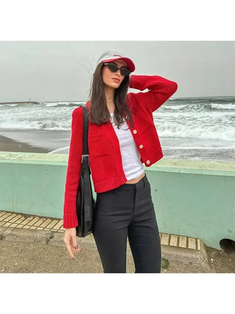 TAVIMART  -  Female O-neck Single Breasted Casual Solid Color Long Sleeve Cardigan Knitted Coat Women Autumn Winter Warm Sweater Coats