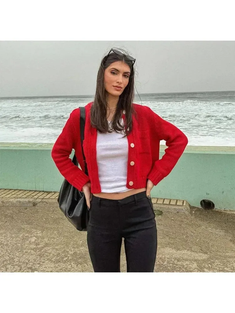 TAVIMART  -  Female O-neck Single Breasted Casual Solid Color Long Sleeve Cardigan Knitted Coat Women Autumn Winter Warm Sweater Coats