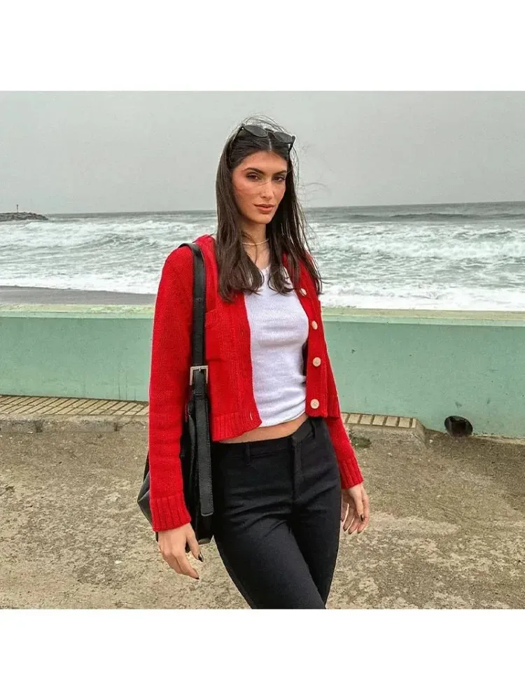 TAVIMART  -  Female O-neck Single Breasted Casual Solid Color Long Sleeve Cardigan Knitted Coat Women Autumn Winter Warm Sweater Coats
