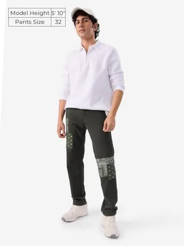 The Souled Store Denim: Olive Indie Straight Fit Cotton Blend Jeans for Men and Boys - Embrace Effortless Style and Comfort