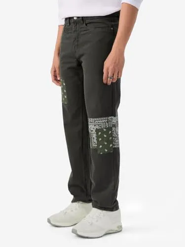 The Souled Store Denim: Olive Indie Straight Fit Cotton Blend Jeans for Men and Boys - Embrace Effortless Style and Comfort