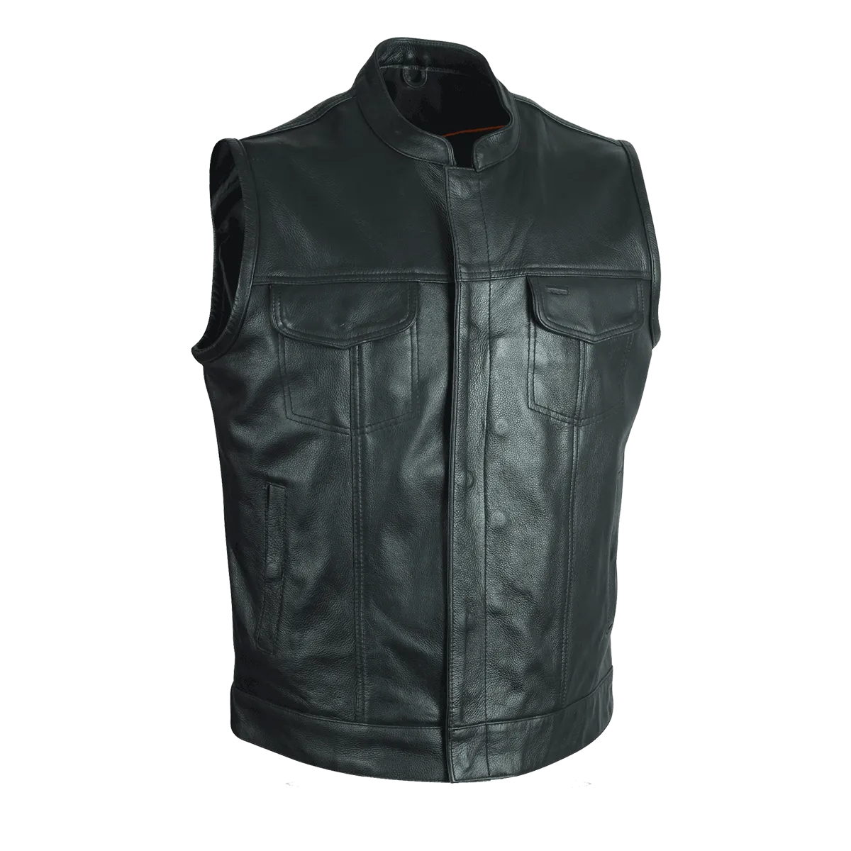 VL914S Vance Leather Zipper and Snap Closure Leather Motorcycle Club Vest