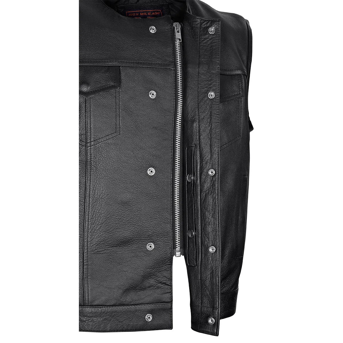VL919BP Men's Leather Club Vest / Quick Access Gun Pocket w/Paisley Liner