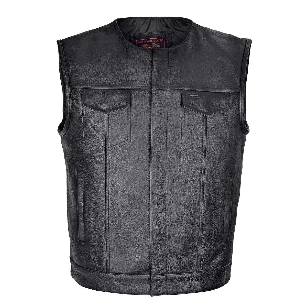 VL919BP Men's Leather Club Vest / Quick Access Gun Pocket w/Paisley Liner