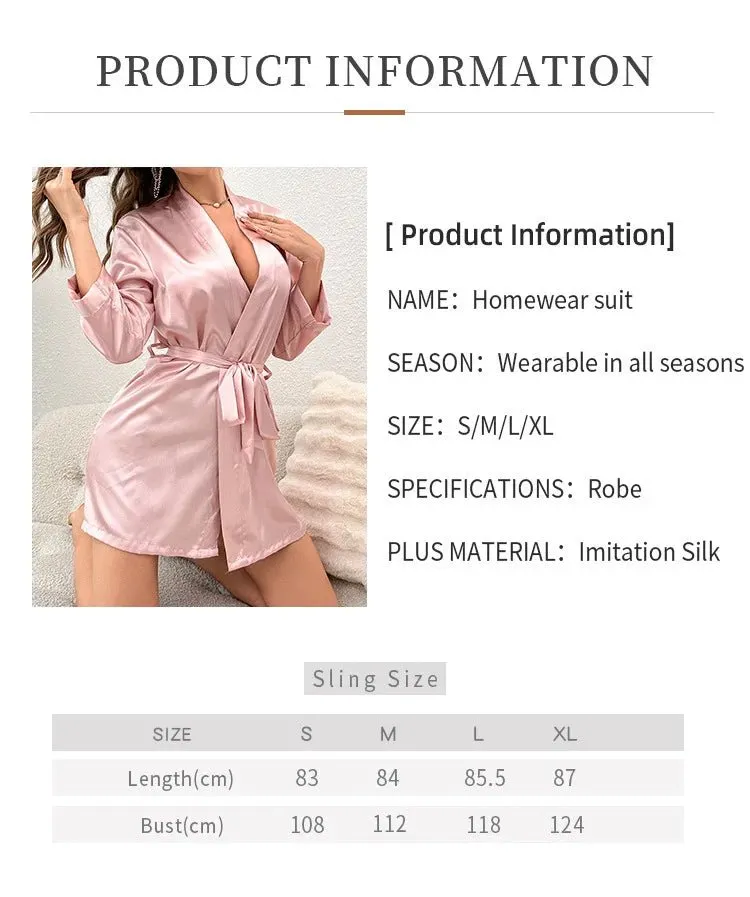 Women's Short Kimono Robe Silky Satin Bathrobe Bride Bridesmaids Getting Ready Sleepwear Soft Nightgown